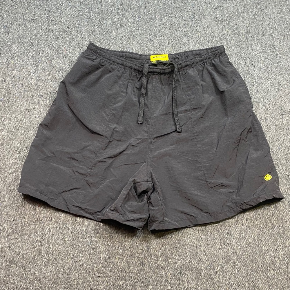 Market Smiley Originals Shorts Sz L Mens Black Streetwear Skater Nylon Shorts